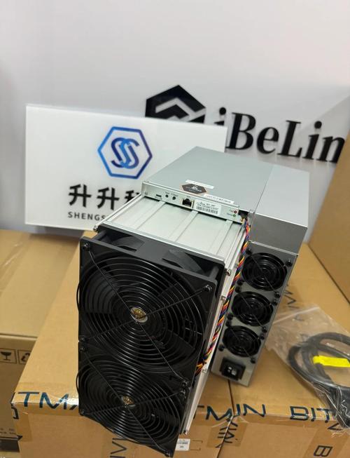 A powerful mining rig sitting in a well-ventilated room, highlighting its components and efficient design.